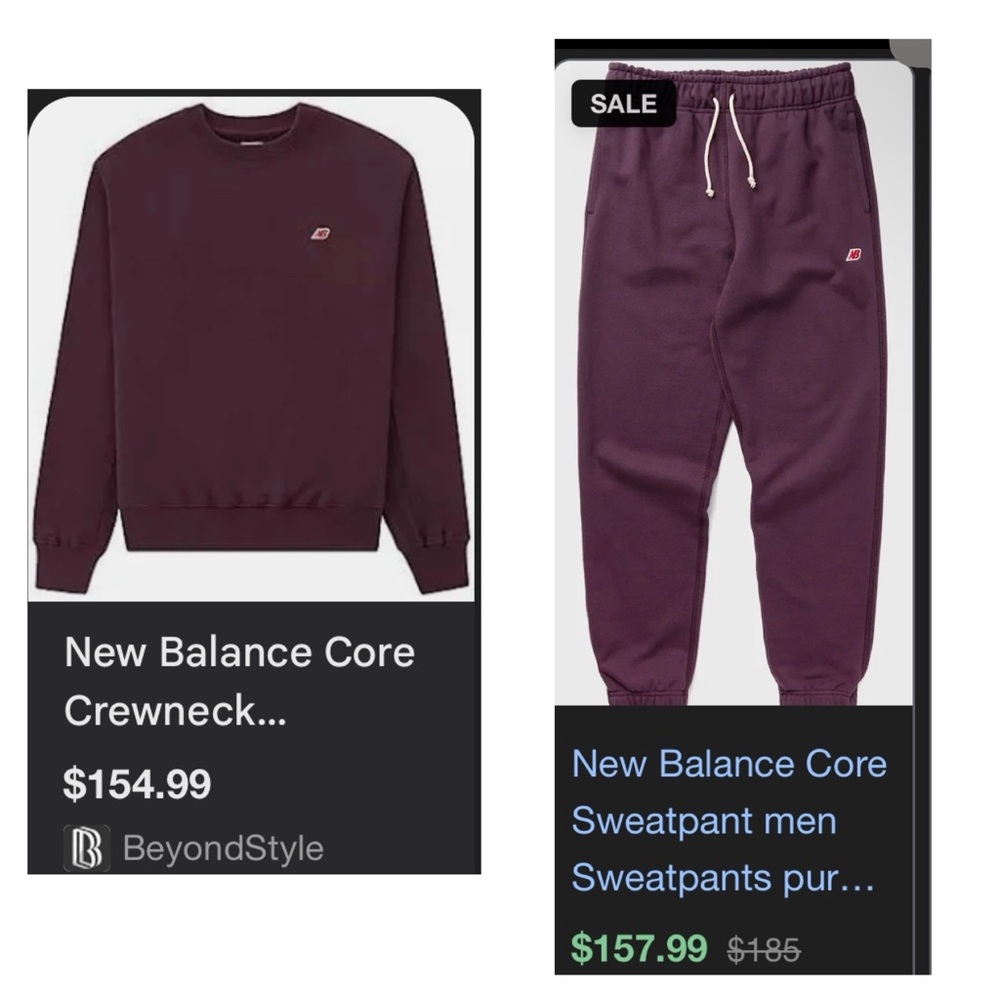 New Balance Core SOLD OUT COLOR PLUM Crewneck and Sweatpants Set small